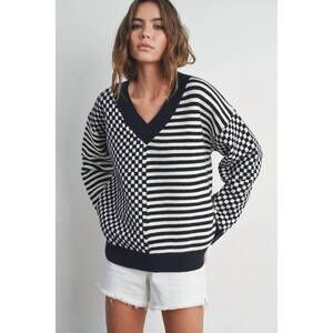 NEW BUTTERMELON frenchy checkered sweater in black